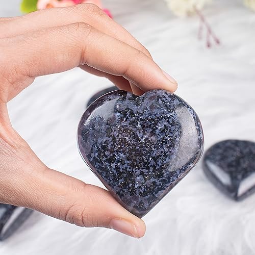 Miniatura 2 de Crocon Juego de piedras de hojaldre con forma de corazón índigo de 1.969 in, 450 quilates, bolsillo de cristal curativo, colección de piedras de