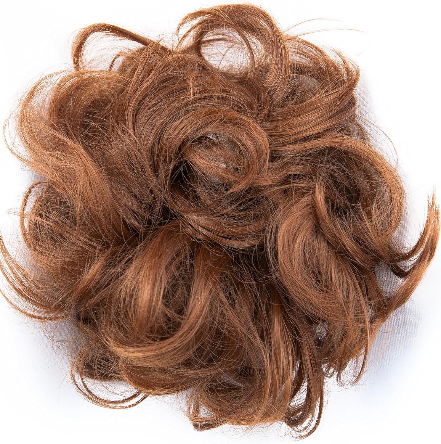 Bombshell Hair Scrunchy Scrunchie Bun Up Do Hair Piece Hair Ribbon Ponytail Extensions Wavy Messy Bun (M21 GOLDEN BROWN)