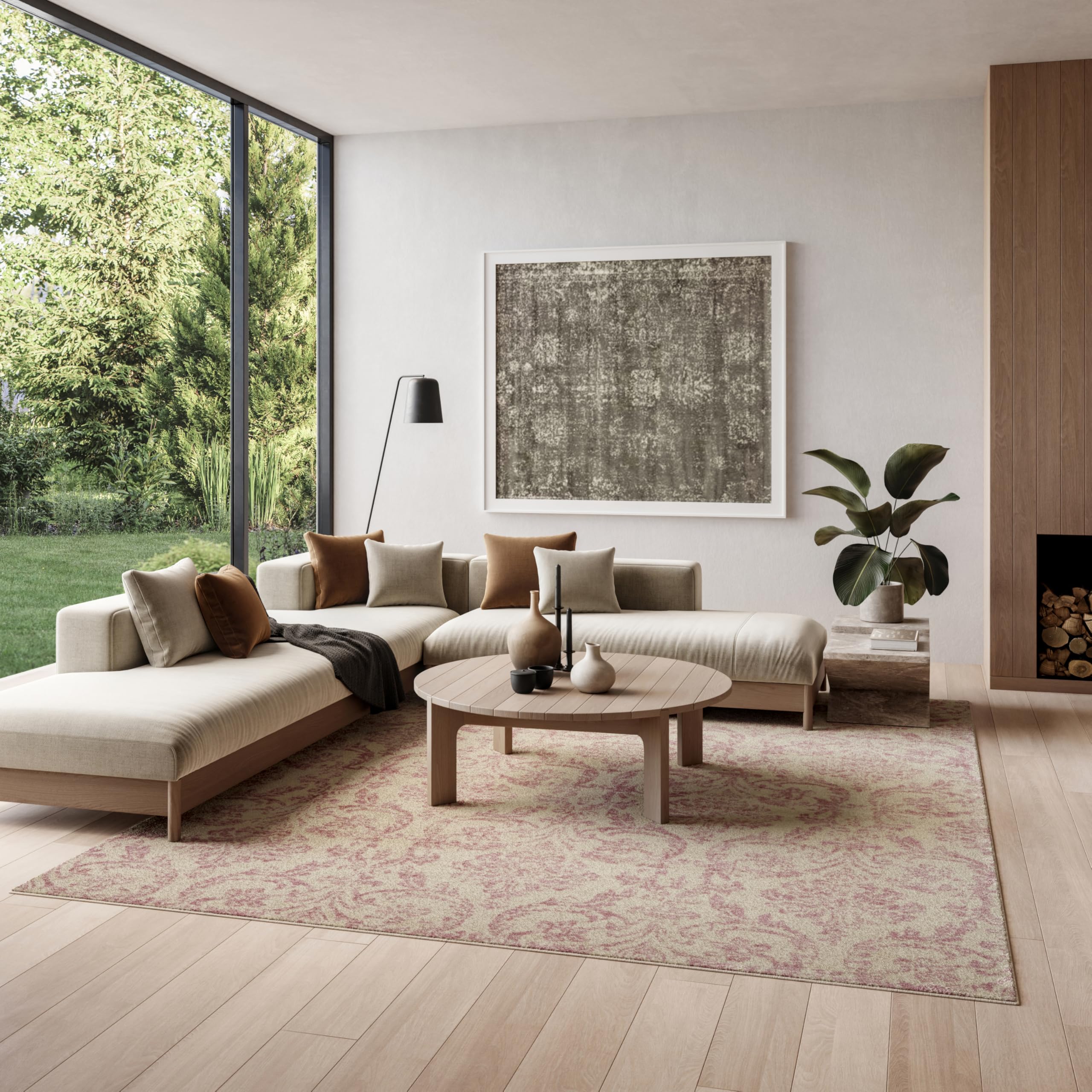 Nourison Home Jubilant Ivory Pink 7'10" x 9'10" Area Rug - Easy Clean, Non Shedding, Bed Room, Living Room, Dining Room, Kitchen (8' x 10')