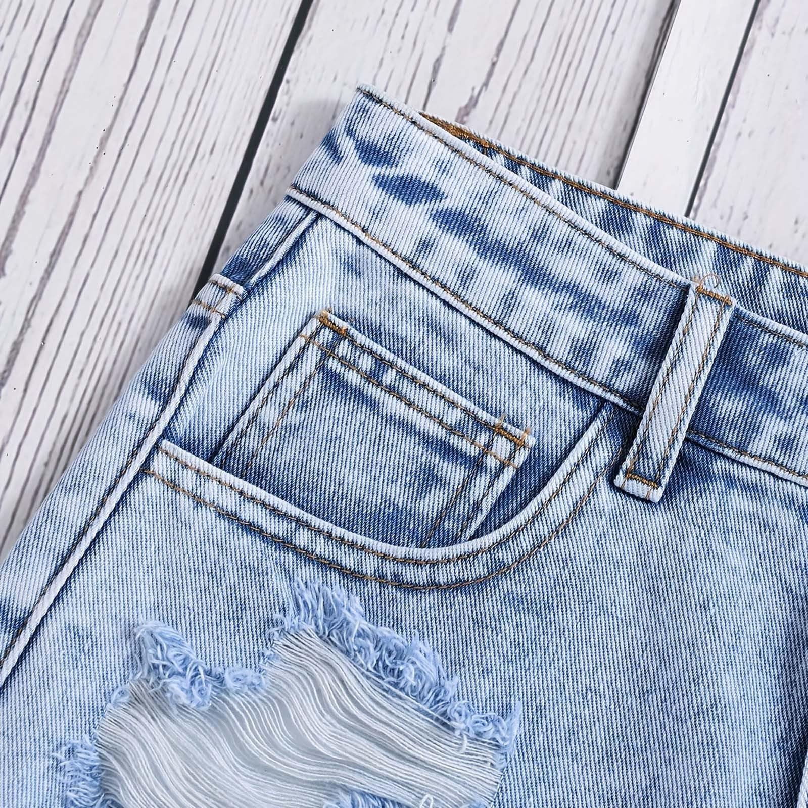 Shorts Enfant Fille Short en Jean Fin et décontracté pour Fille Ample et Tendance idéal pour l'été Ensemble Polaire Fille