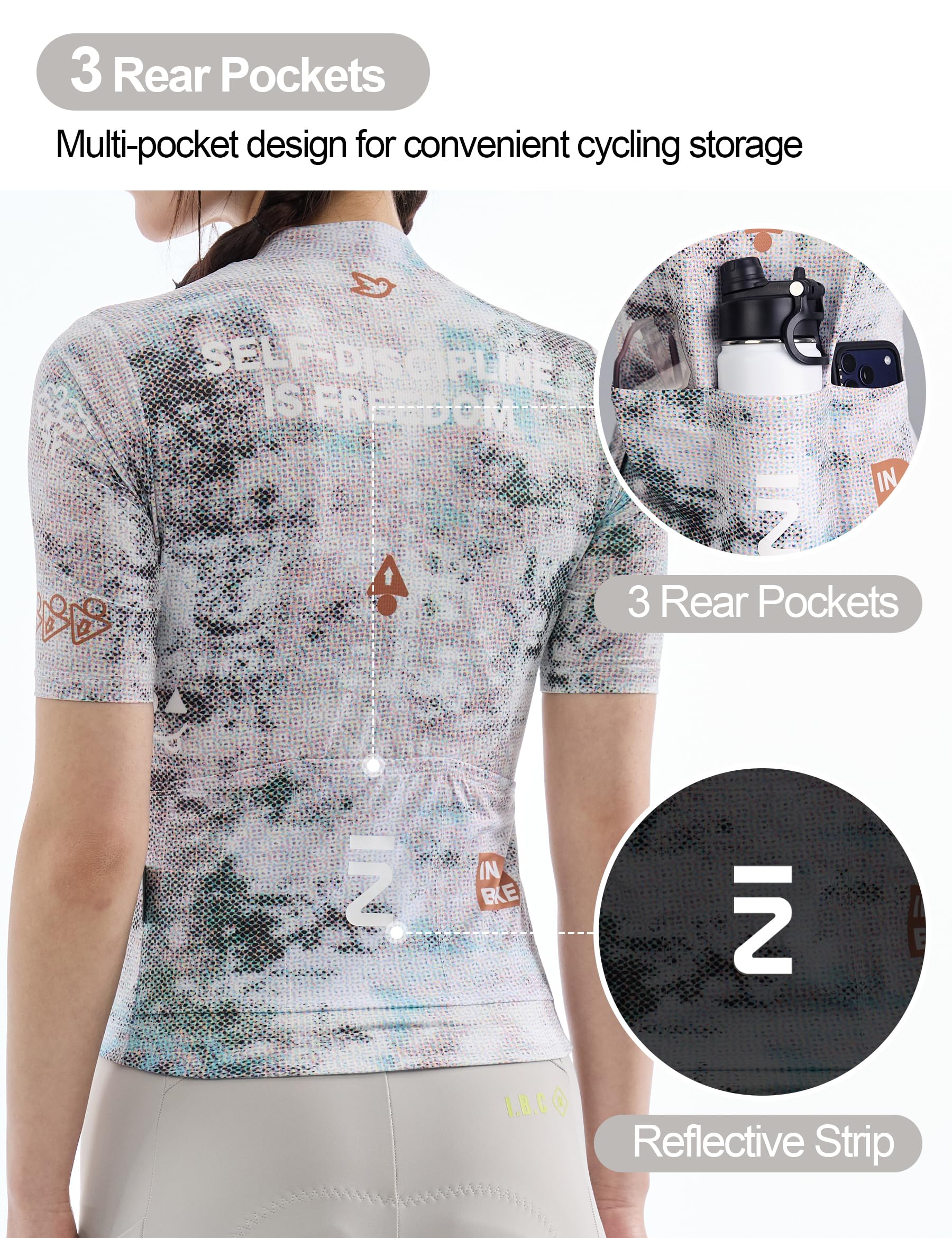INBIKE Radtrikot Fahrradtrikot Damen Sommer Kurzarm mit 3 Taschen Atmungsaktiv Schnelltrocknend Fahrradsport Frauen XX585