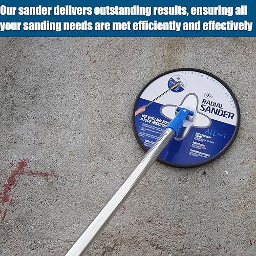 Miniatura 6 de Tonmp Lijadora de mano radial de 9 pulgadas, lijadora de paneles de yeso manual de gancho y bucle de 9 pulgadas para limpieza y pulido de paredes