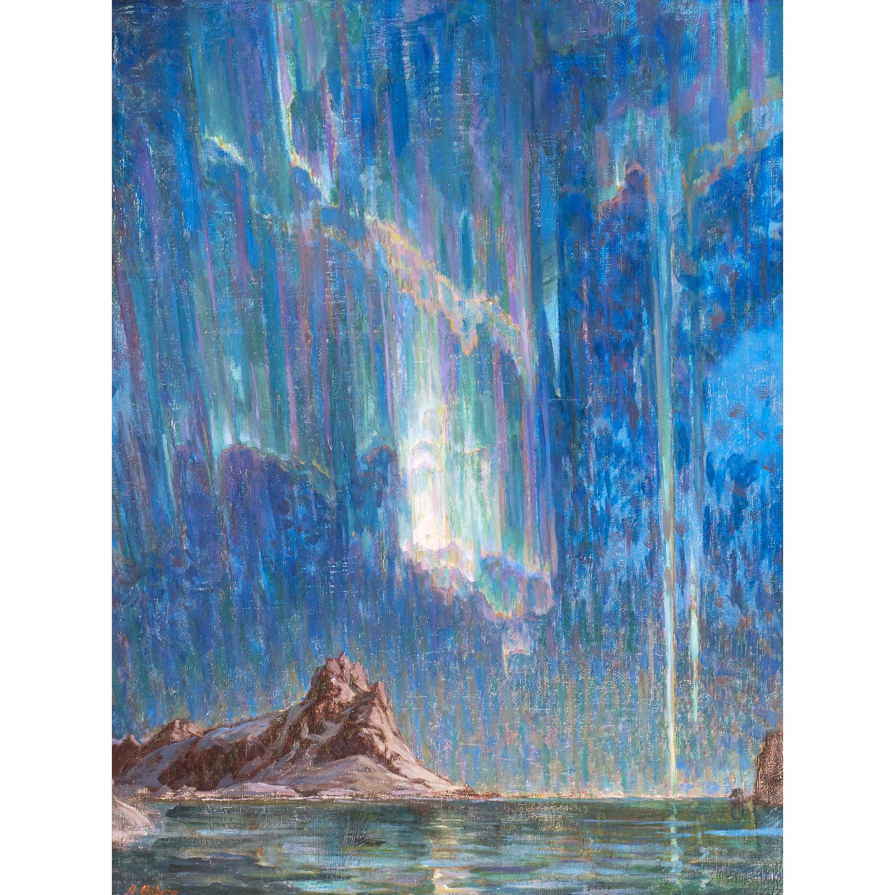 Boberg Northern Lights Aurora Borealis Painting Large Print Poster Wall Art Decor Picture