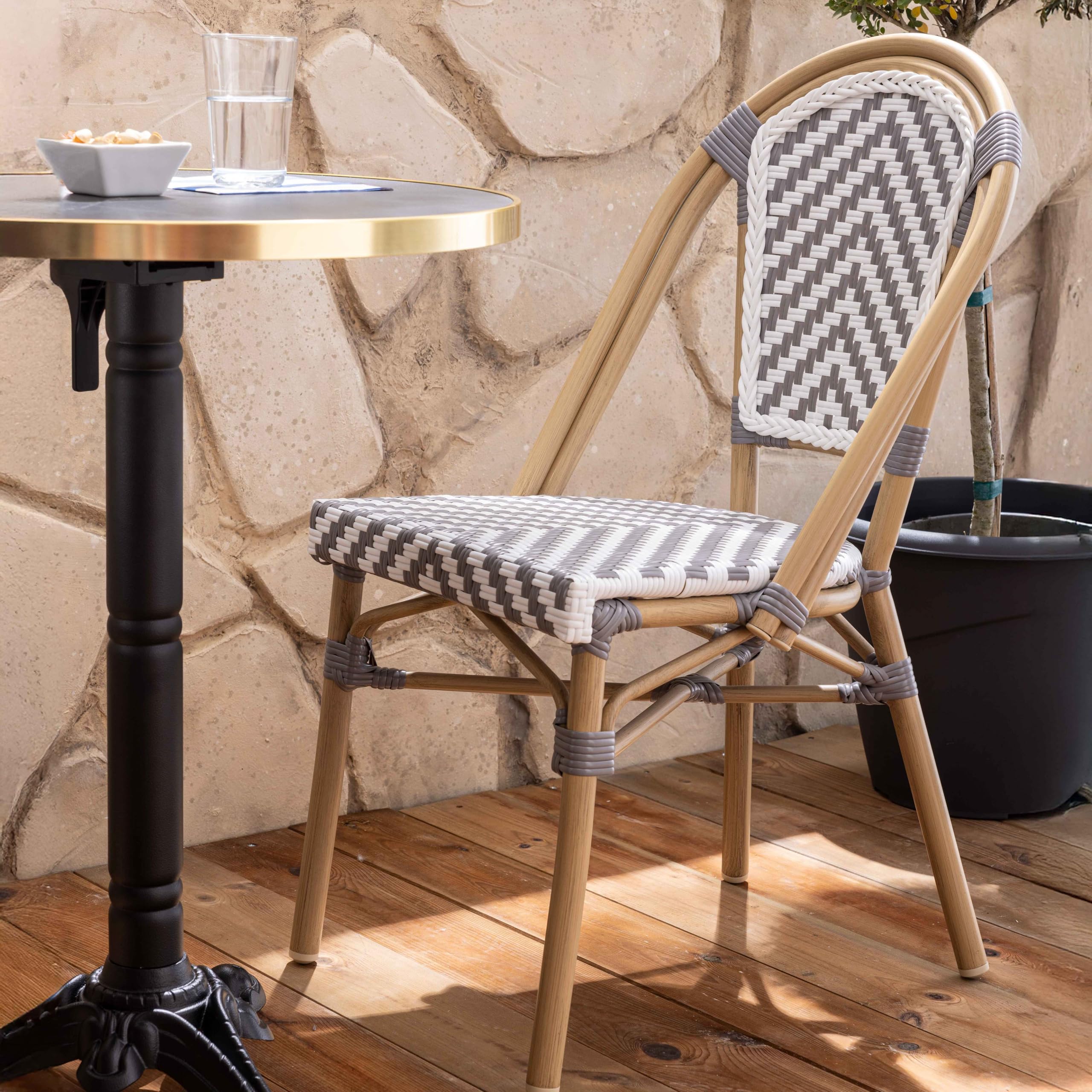 Oviala Chaise de terrasse en Aluminium et rotin synthétique