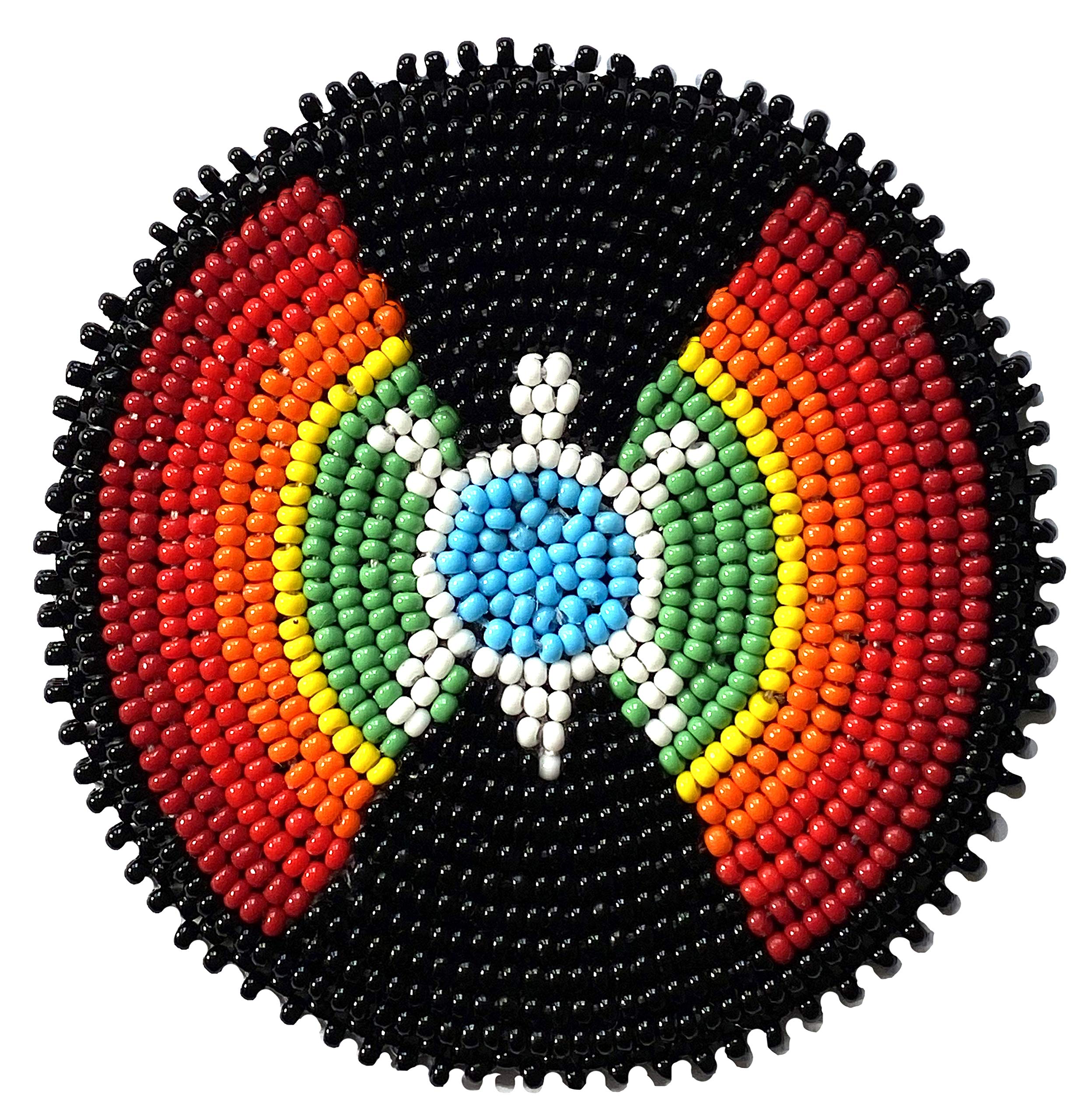 Seed Beads Beaded Rosette Medallion Patch Applique 2.5 inch Round (Turtle 1)