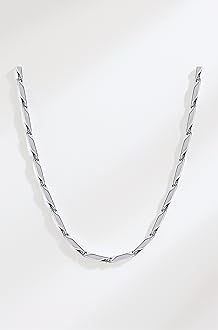Fashion Frill Men's Double Coated Popular Stainless Steel Silver Chain For Men Boys Girls Stylish Necklaces Silver Chain Anniversary Love Gift For Husband Unisex Chains 22 Inches