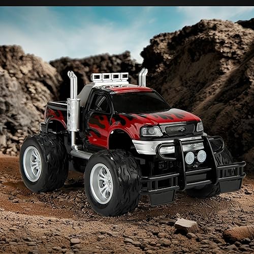 Miniatura 4 de Sum ac Monster - Camión de juguete con ruedas grandes, luces LED brillantes, sonidos explosivos, a prueba de golpes, todo terreno, auto de juguete