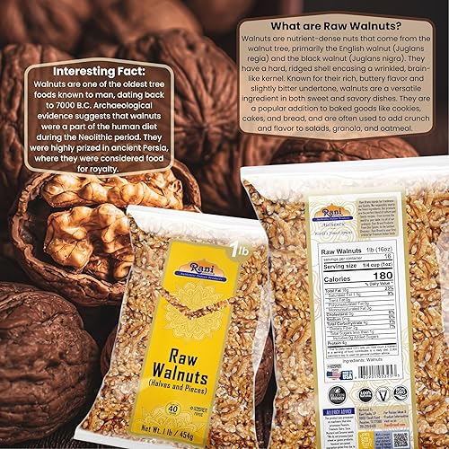 Miniatura 2 de Rani Nueces crudas, mitades y trozos 16 oz (1 libra) 16.01 oz  Todo natural  Vegano  Apto para gluten  Kosher  Producto fresco de Estados Unidos