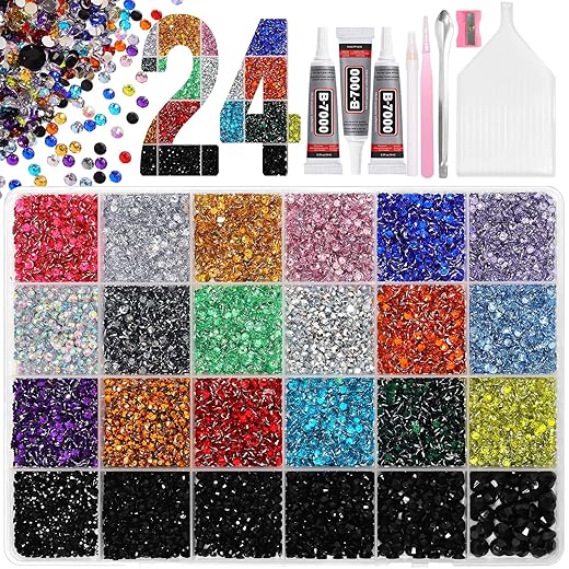 28000 Pcs Color Flatback Rhinestones Bedazzling Kit, Resin Nail Charms and Gems Set, Flat Back Resin Gems for Crafts Nail Art Phone Case Scrapbooking DIY Jewelry Making Supplies