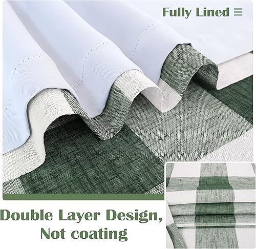 Vista 199 de DriftAway - Cortinas de ojales opacas, patrón a cuadros, forro térmico con aislamiento, blackout, impresas a cuadros, 2 capas, juego de 2 paneles