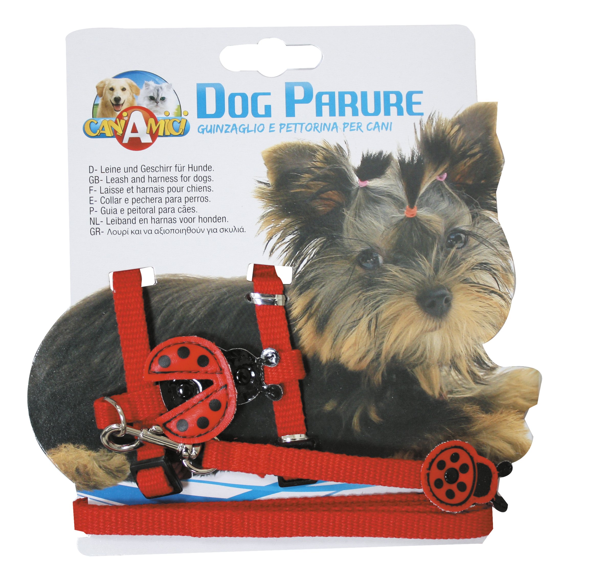 CROCI Nylon Leash and Harness Ladybird Set