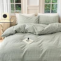 Vista 28 de Juego de funda de edredón de algodón a cuadros tamaño matrimonial, juego de ropa de cama a cuadros de estilo moderno de 3 piezas para hombres