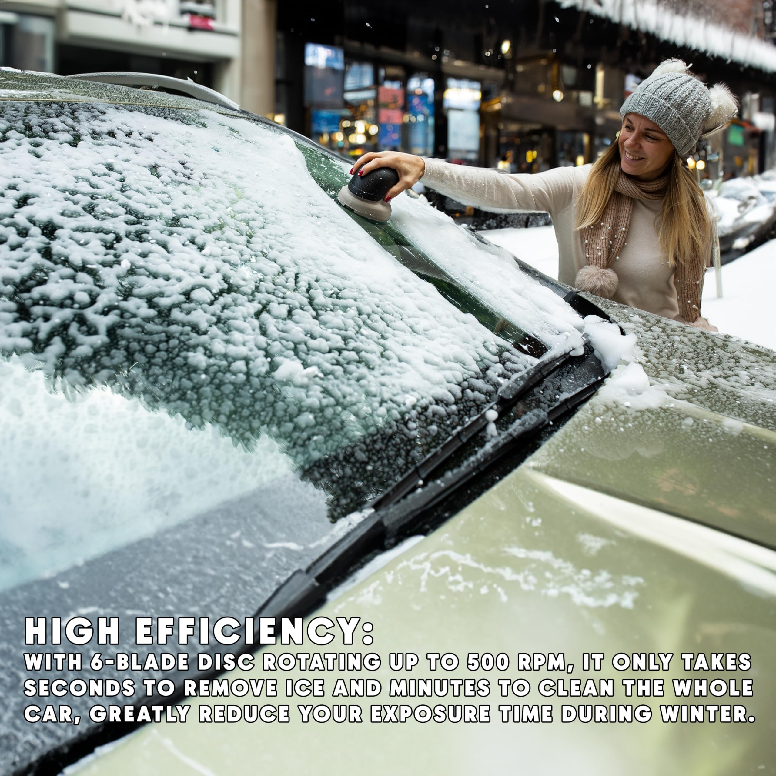 Raschietto elettrico 3 in 1 per parabrezza dell'auto, spazzola per la pulizia, lucidatrice, strumenti per la rimozione di neve e ghiaccio, accessori per la pulizia e la lucidatura ricaricabili con