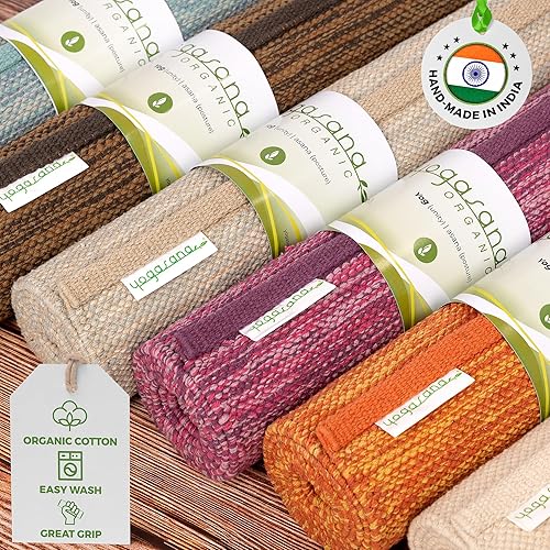 Miniatura 3 de Yogasana Esterilla de yoga de algodón orgánico, antideslizante, plegable, alfombra de yoga que proporciona una excelente comodidad, tracción y