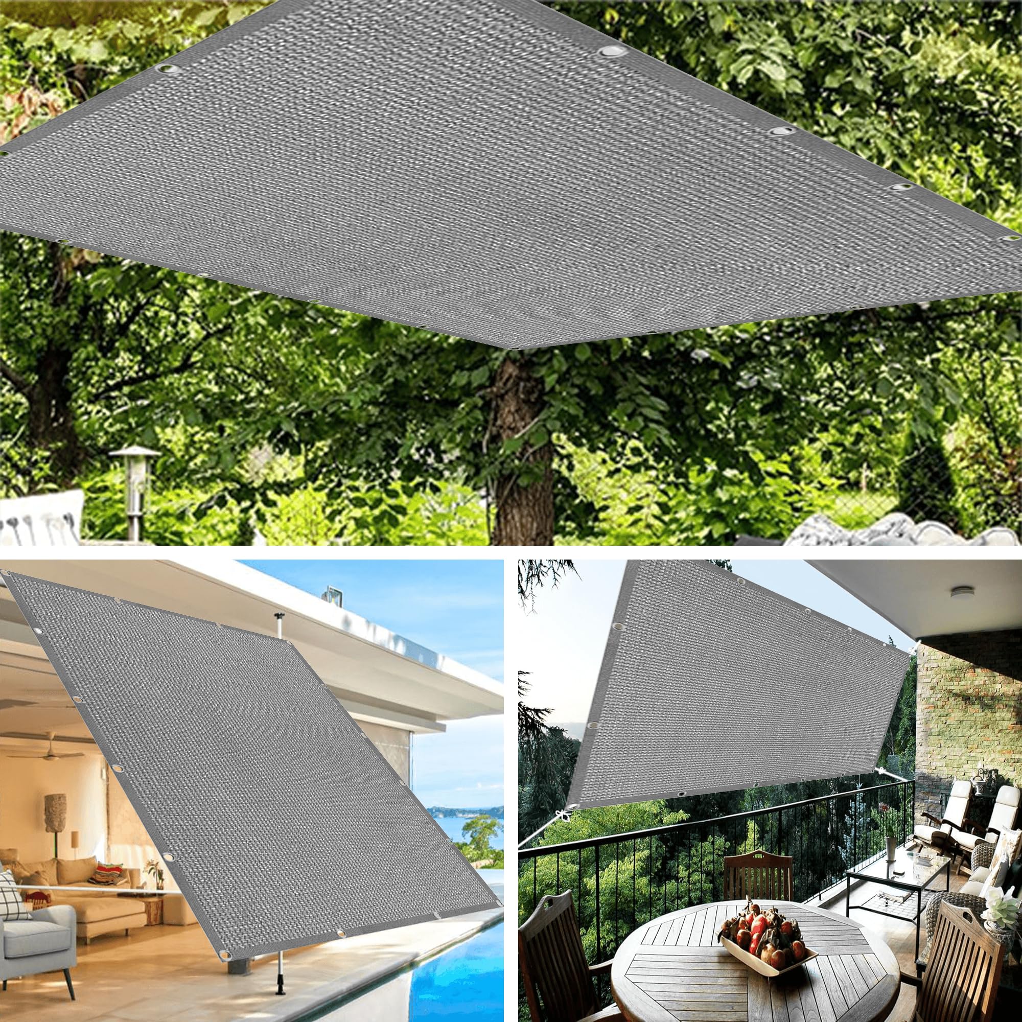 Toile d'ombrage de Serres 1.4 x 5 m Vent et Perméable à l'eau Filet Ombrage Plusieurs Tailles pour Couverture Végétale Serre Jardin Pergola Patio Lawn Pet House, Gris Clair