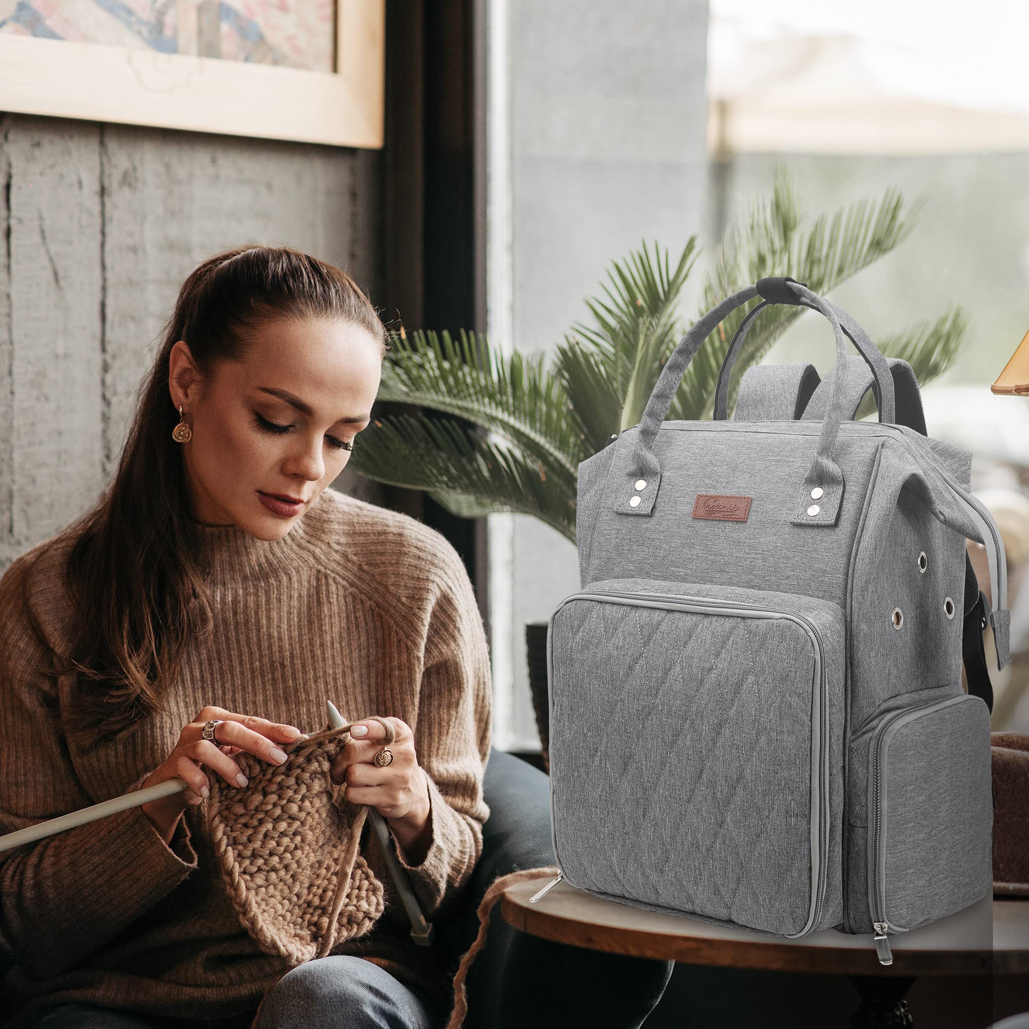 Stricktasche mit großem Fassungsvermögen, tragbare Häkeltaschen und Tragetaschen, Organizer für Damen, Garntaschen, Halter zum Häkeln und Tragen von Häkelzubehör, Stricknadeln, Häkelnadeln