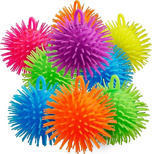 Miniatura 4 de Pelotas acolchadas (paquete de 6)  Pelotas antiestrés a granel, bola Koosh sensorial de neón, bolas esponjosas para aliviar el estrés y pelota de