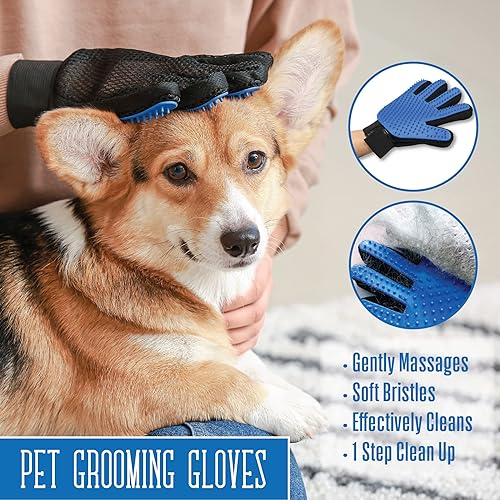 Miniatura 6 de Pets First Guantes de aseo para perros, la mejor herramienta profesional para desenfundar, cepillar, limpiar guantes para perros y gatos pequeños,