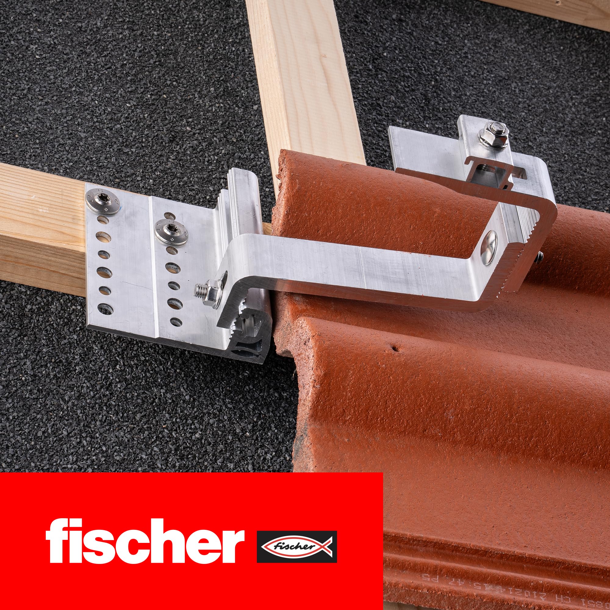 Fischer RH 52-67 HB AL 10x Ganci in Alluminio per Tetti di Tegole, 4 Regolazioni, Innesto Orizzontale, per Profili Pannelli Solari Fotovoltaici, 571747