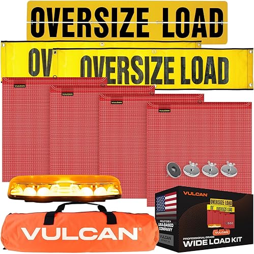 VULCAN Kit de carga ancha para autos piloto: incluye (1) letrero de carga sobredimensionada de aluminio con bisagras de 12 x 60 pulgadas, (2)