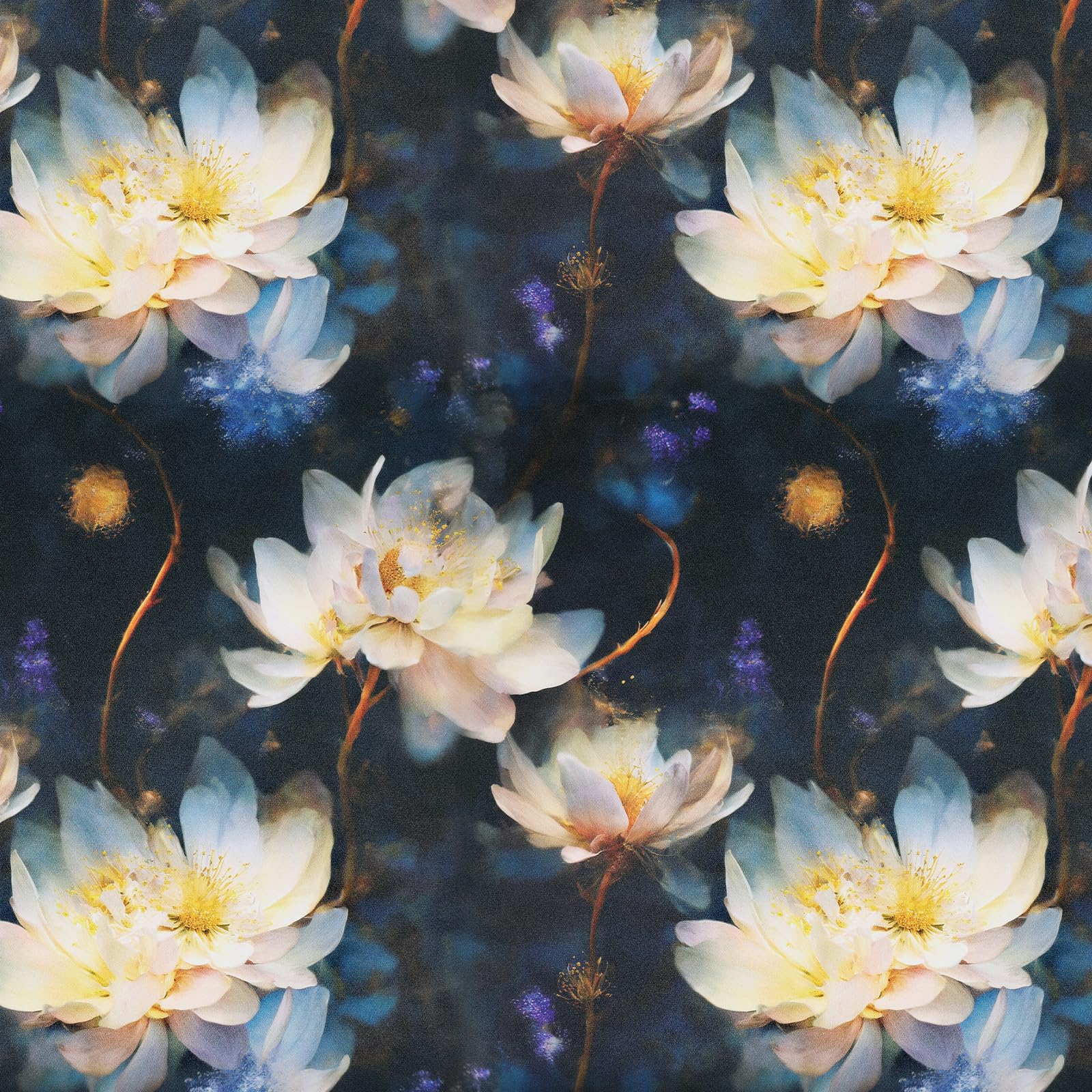 YENHOME Lotus Floral Wallpaper Dark Floral Peel and Stick Wallpaper Vinyl Flower Wall Art 17.5"X118" Prepasted Vintage Dark Flower Contact Paper Peel