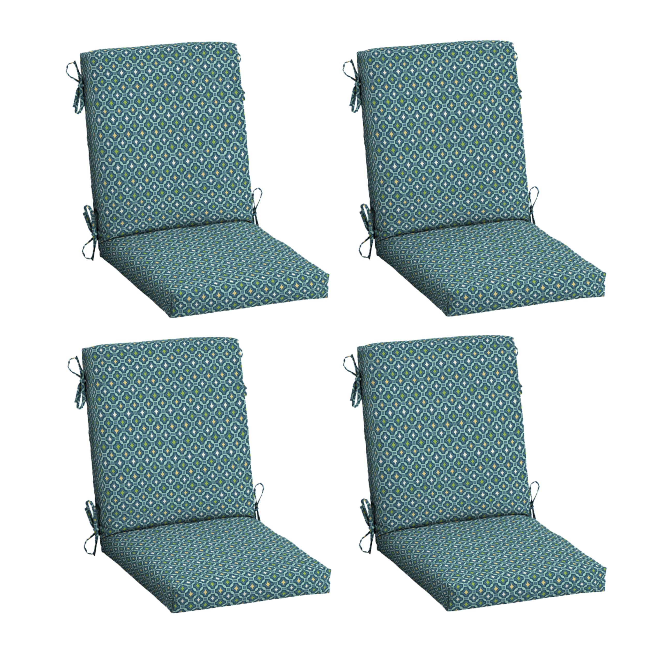 Photo 1 of *** PHOTO FOR REFERENCE ONLY***Arden 4-Pack Outdoor Patio Dining Chair Cushion, 20x44, Rain-Proof Seat Pad, Fade-Resistant Outdoor Cushion Black Aurora Damask