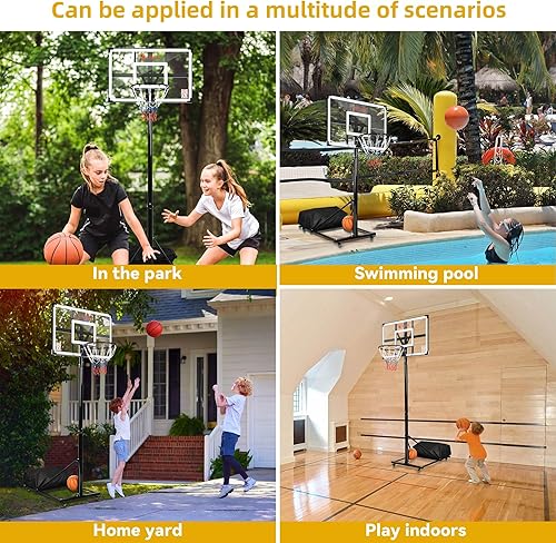 Miniatura 2 de DWVO Aro de baloncesto para exteriores ajustable de 10 pies, aros de baloncesto portátiles para exteriores, tablero trasero mejorado y base de