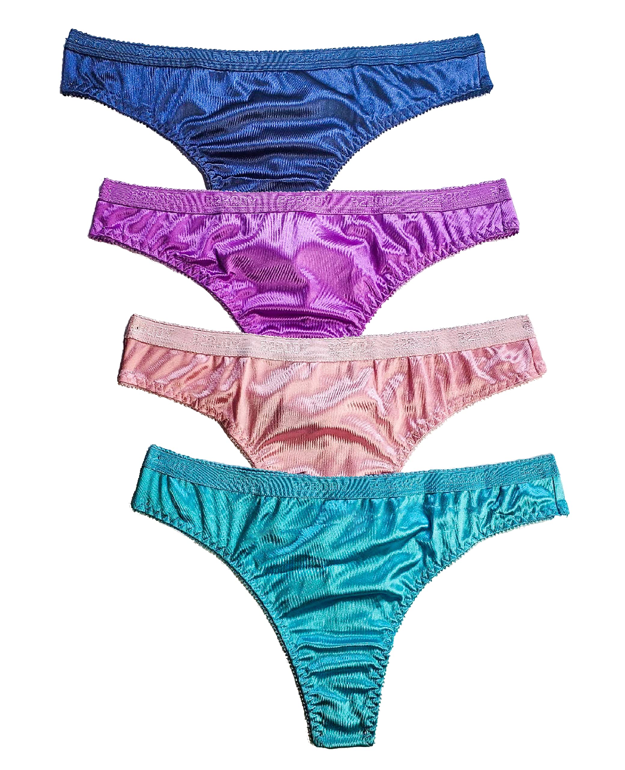B2BODY Womens Silky Sexy Satin Thong Panties Small - Plus Size Women Underwear Multi-Pack