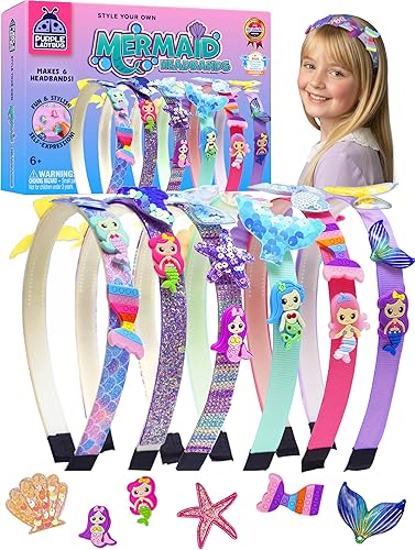 PURPLE LADYBUG Kit de diadema de sirena, regalos de sirena para niñas de 4 a 6 años, juguetes y manualidades para niñas de 6 a 8 años, regalo de