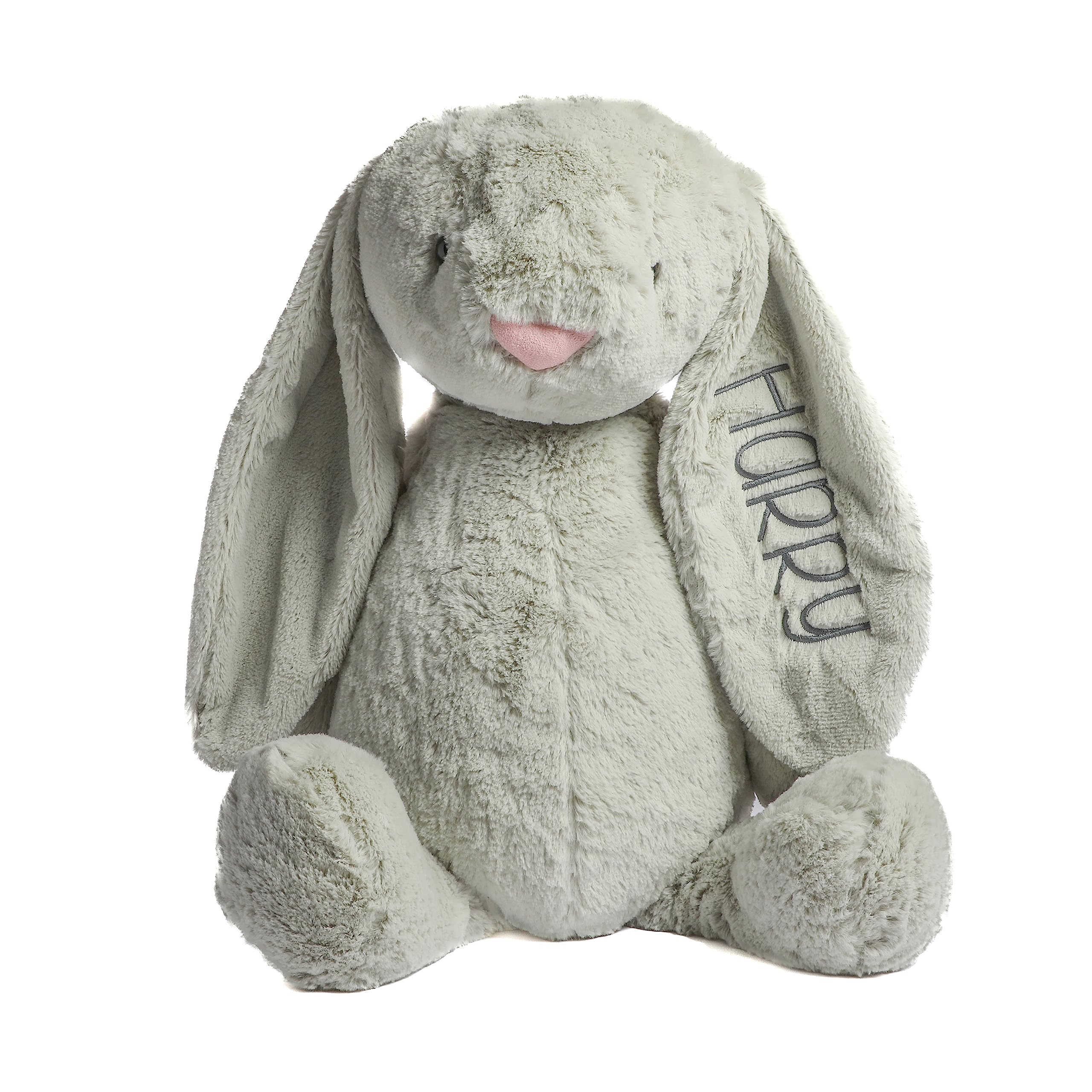 Personalized Super Soft Plush Bunny - Stuffed Animal Toy for Kids - Custom Gift with Embroidered Name on Ear for Easter, Baby Shower Gift (large, gray)