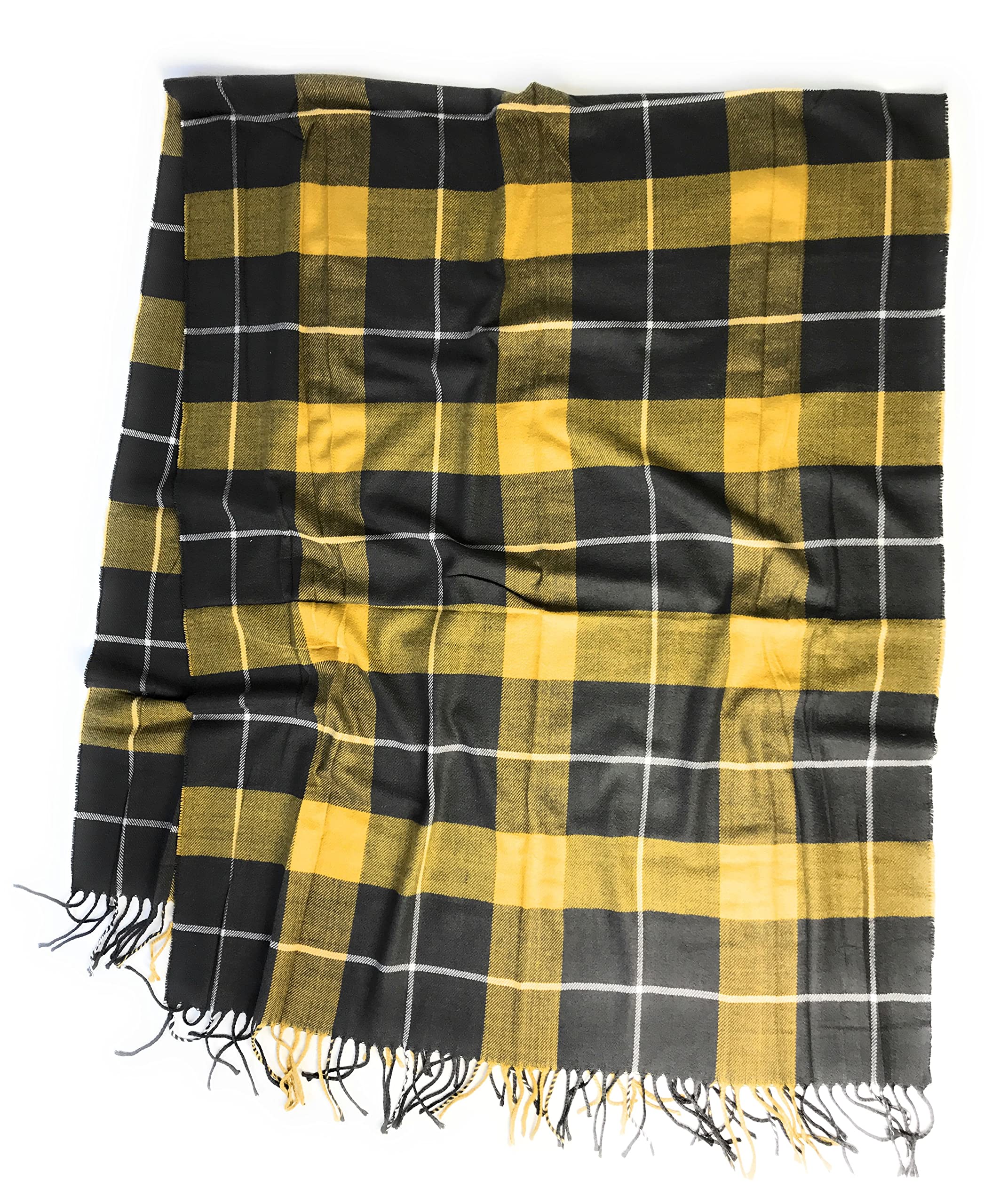 KGM Super Soft Extra large Size Scottish Tartan Plaid shawl scarf (Yellow)