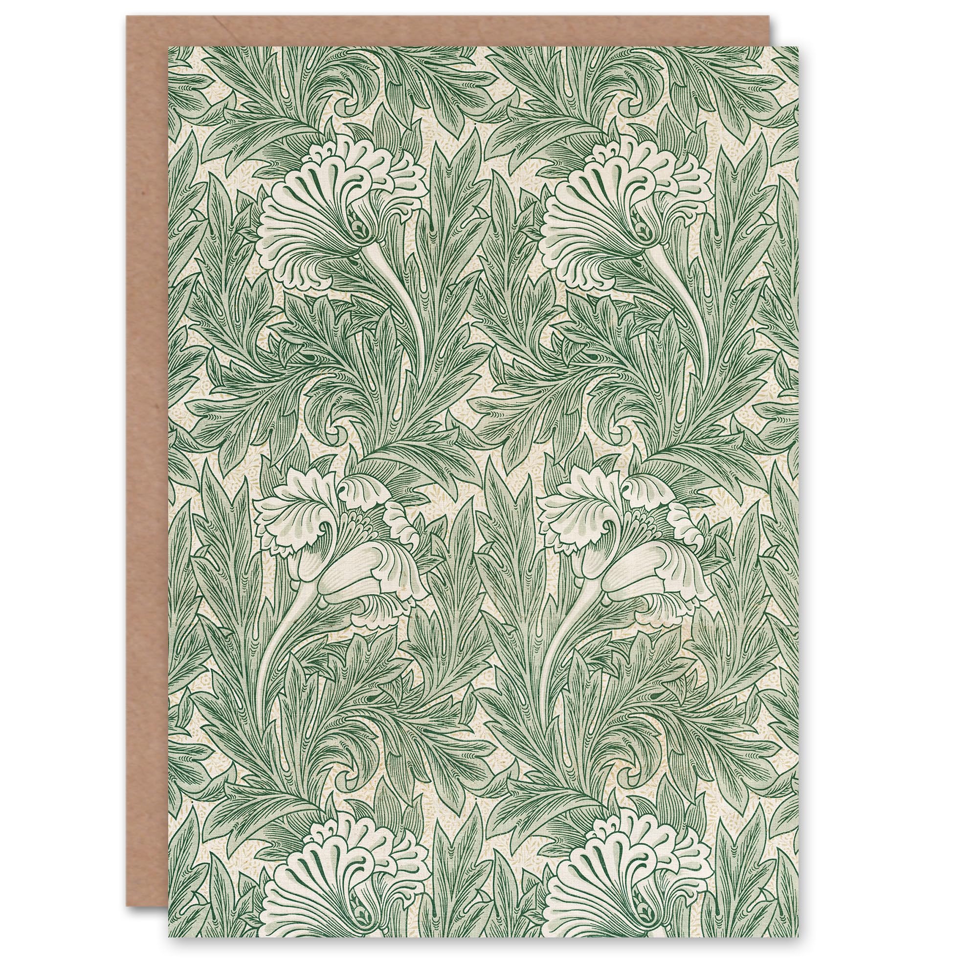 Artery8 William Morris Art Card Tulip Flower Art Nouveau Pattern