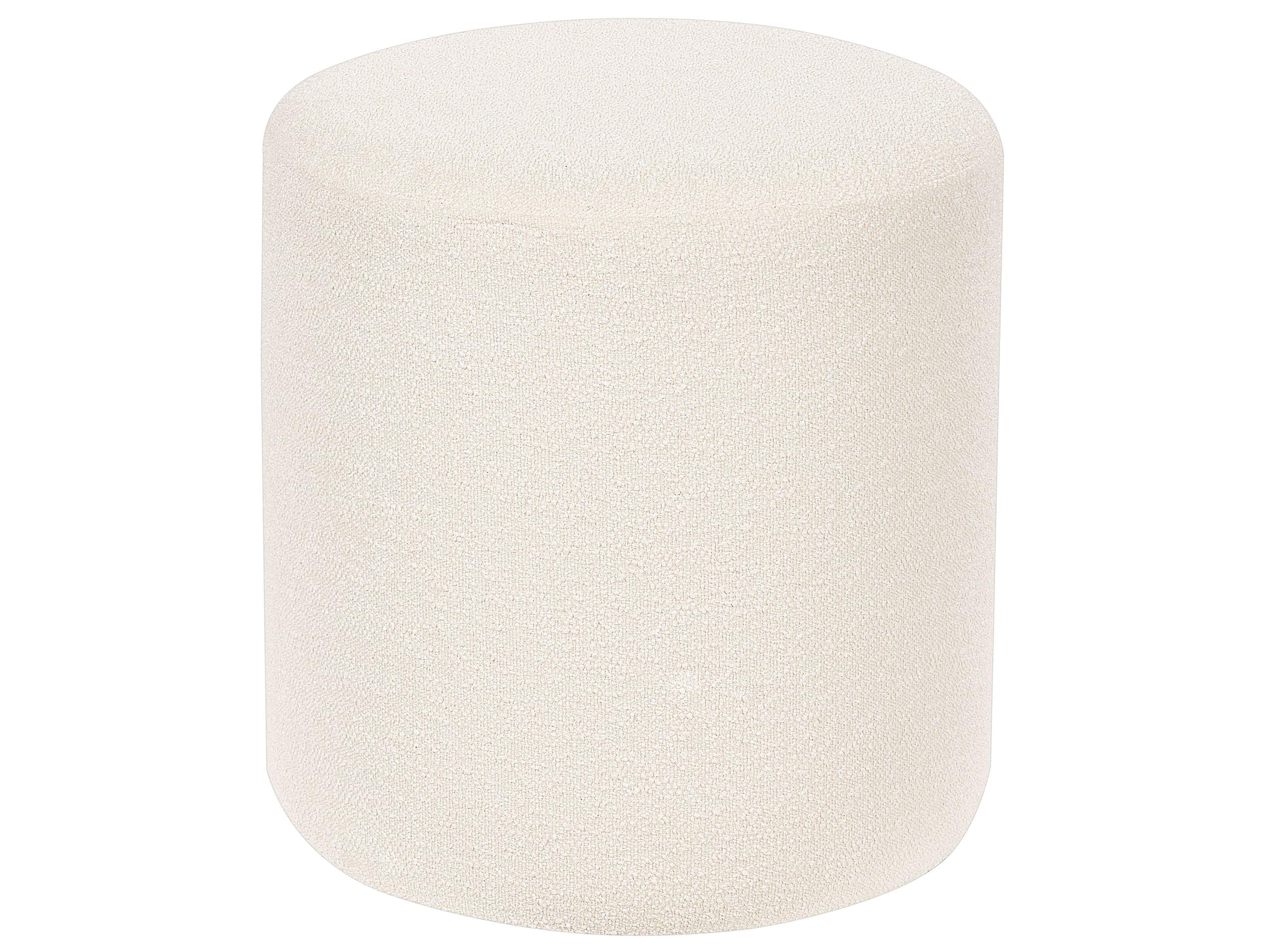 Beliani Modern Round Pouffe Footstool Accent Boucle Fabric Bedroom Living Room White Moab