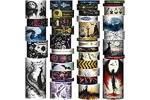 MPOPUUL Halloween Witches Theme Colored Decorative Washi Tape Set