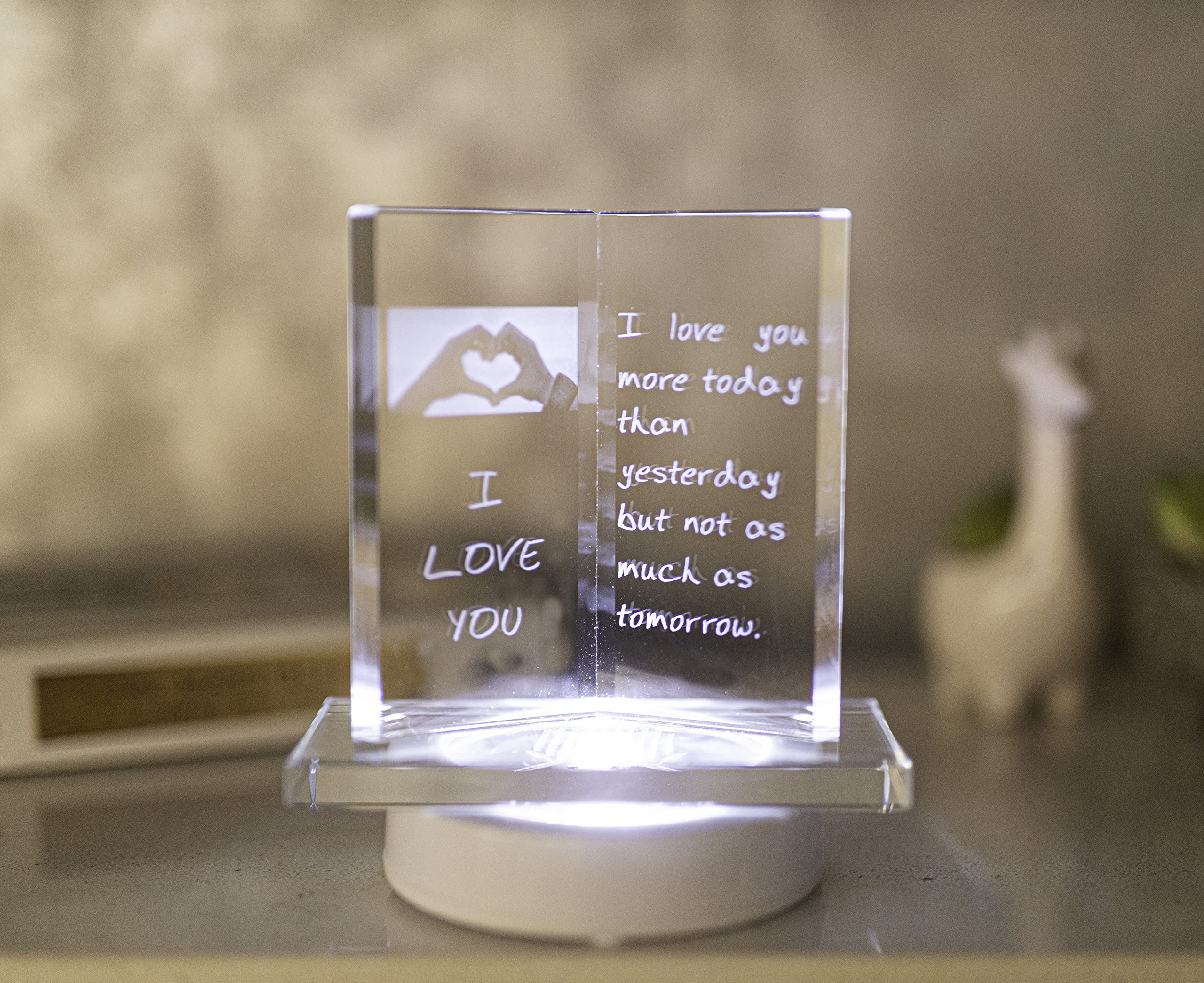 HomeZone Targa In Vetro A Forma Di Libro Con Luce LED – Messaggio Special Friend, Regalo Sentimentale - 5
