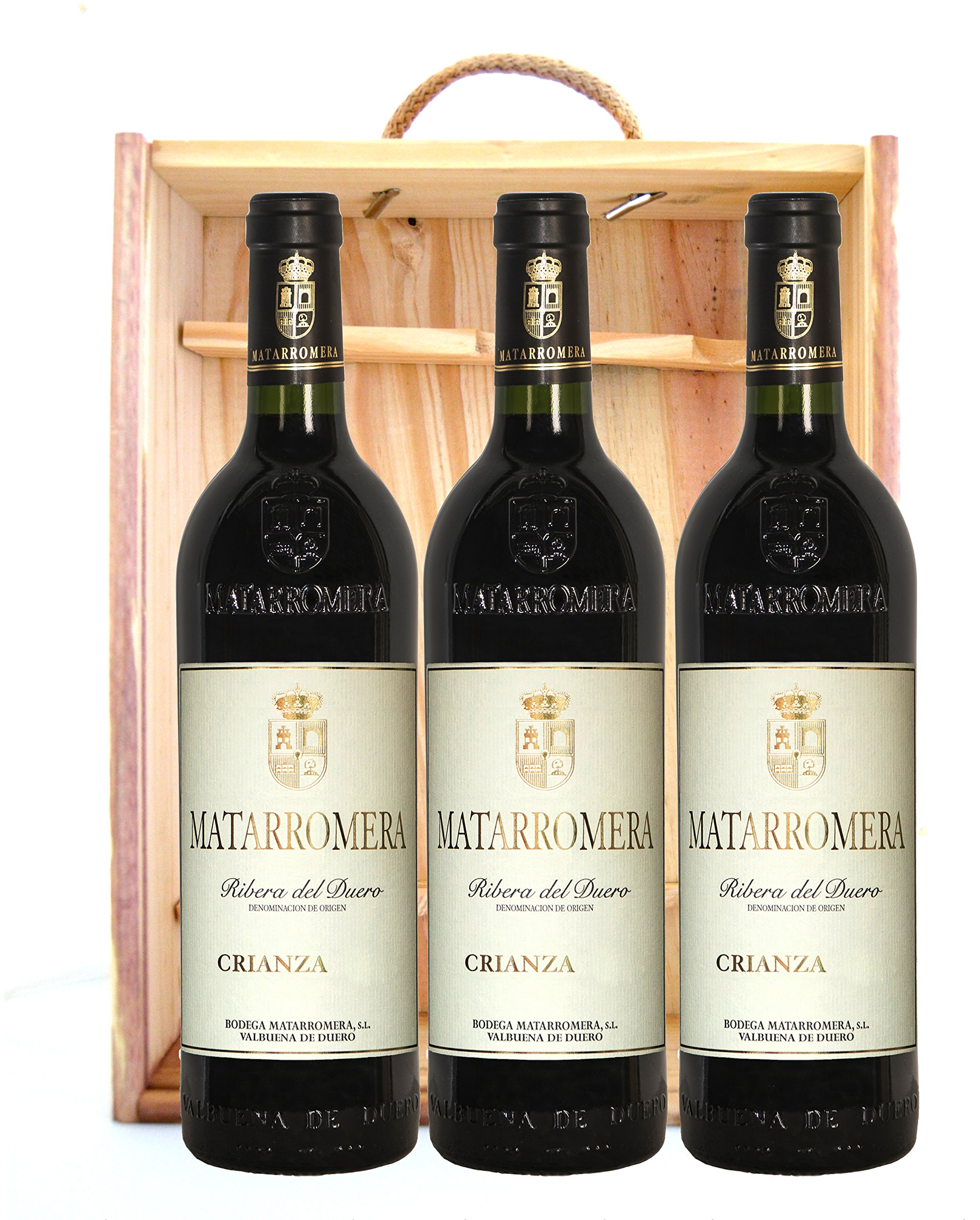 Estuche de Madera de 3 Botellas de Matarromera Crianza - 750 ml