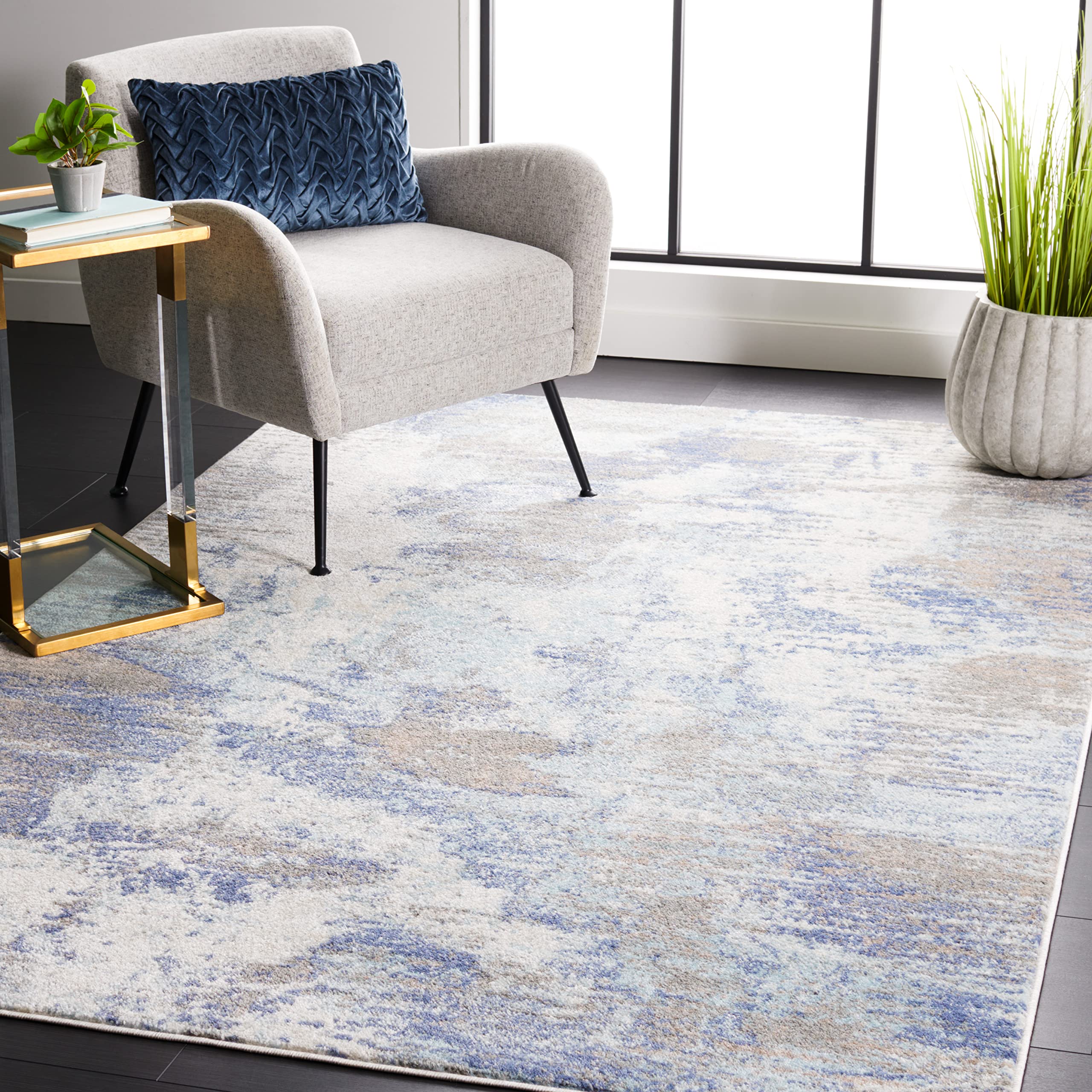 Safavieh Skyler Collection Teppichläufer – 60 X 20 Cm, Blau/grau, Fusselfrei, Fleckenabweisend