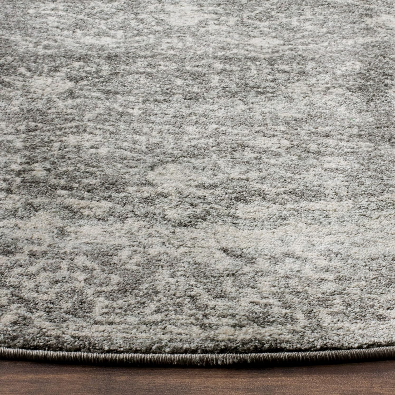 SAFAVIEH Evoke Collection 3' Round Grey/Ivory EVK270S Shabby Chic Distressed Non-Shedding Dining Room Entryway Foyer Living Room Bedroom Area Rug