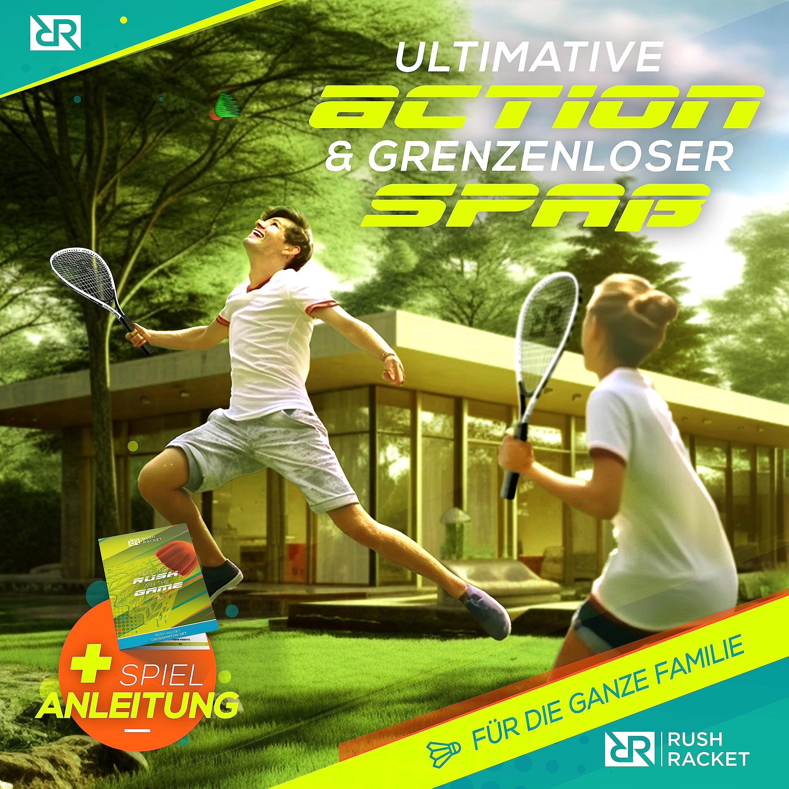 Juego de bádminton RS3 Speed 5 piezas raquetas pelotas bolsa transporte crossminton blanco
