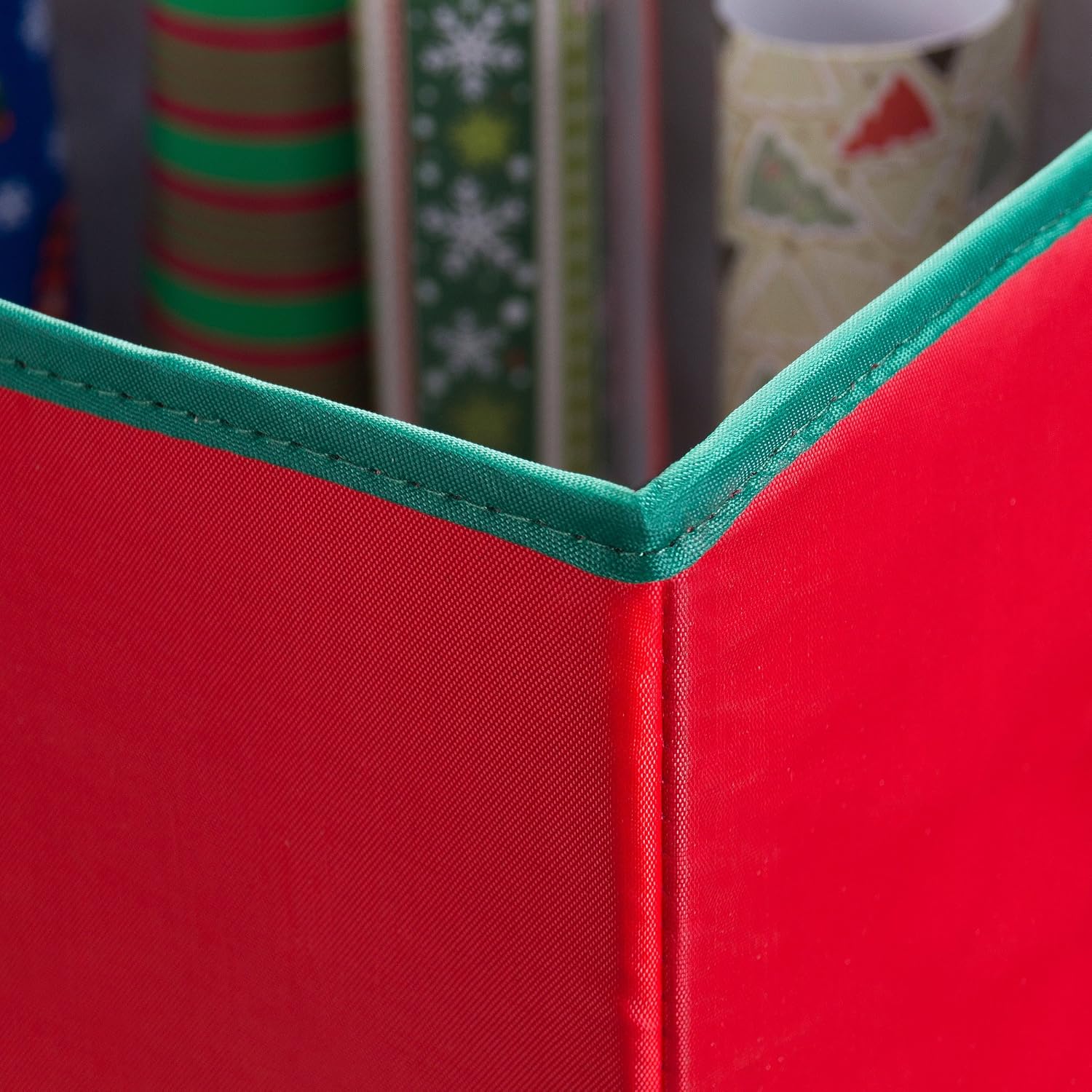 Wrapping Paper Storage Box -2 Pack -Stores up to 20 Rolls of 30 Inch Long Gift Wrap in One Convenient Red Lidded Container by Elf Stor