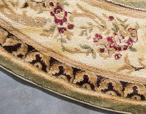 Miniatura 8 de Unique Loom - Alfombra clásica tradicional, colección Versalles, Polipropileno, verdeborgoña