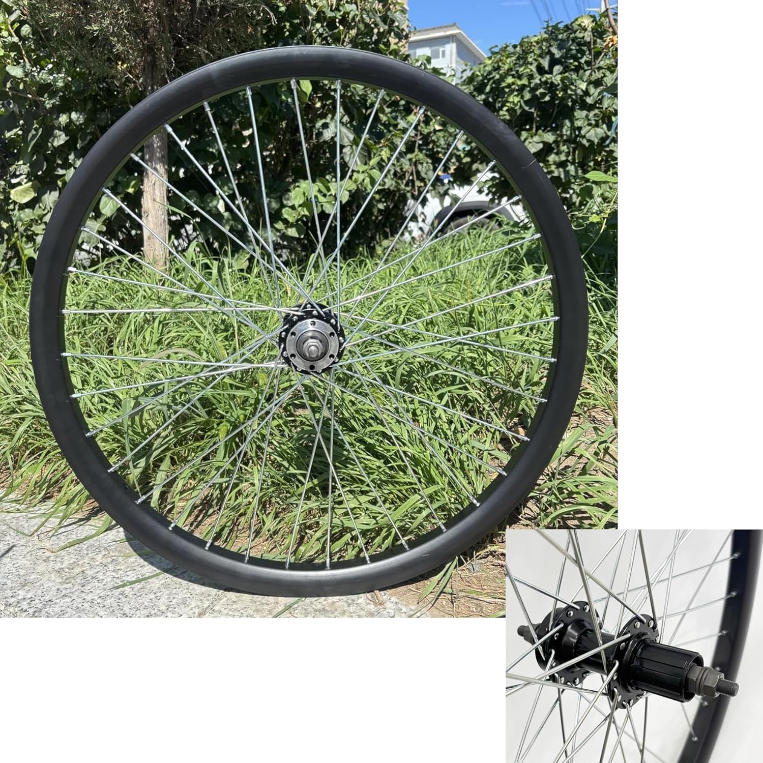 26 inch Heavy Duty Bicycle Rear Wheel 12 Gauge 36 Spokes fit Cassette Freewheel, Double Wall Aluminum Alloy Rear Bike Rim 135mm (Black) Disc Brake