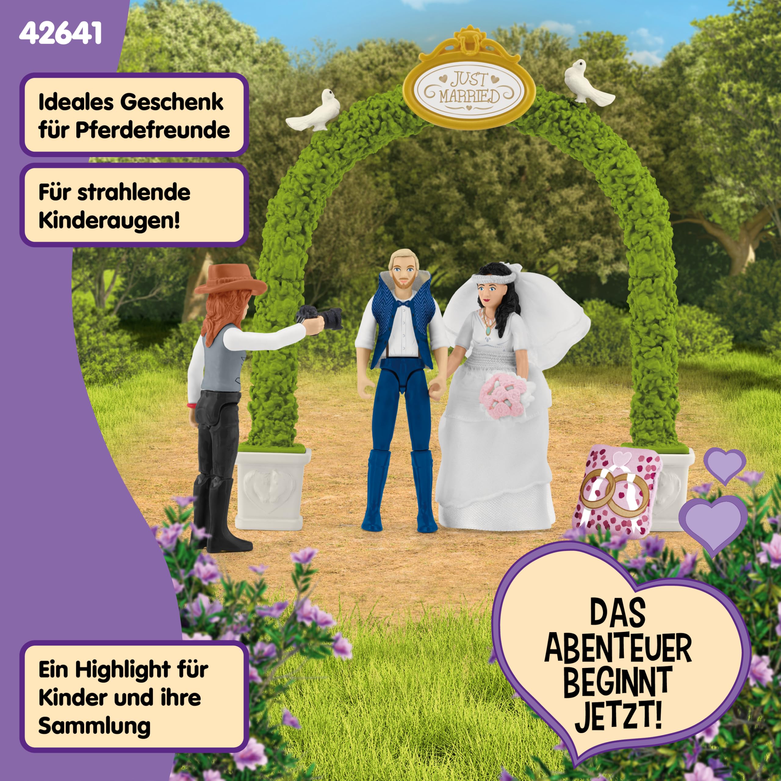Schleich Horse Club | Hochzeitskutsche 42641 | Brautpaar mit Kutsche, Hannah und Pferd sowie Zubehör | tolles Geschenk für Mädchen und Jungen | Spielzeug für Kinder ab 5 Jahren | Set aus 106 Teilen