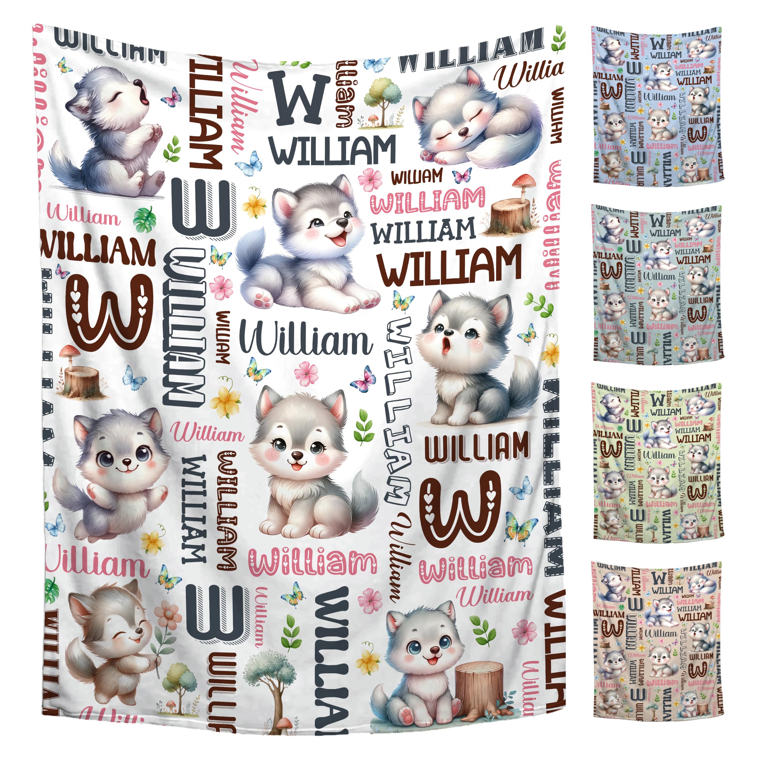 Custom Wolf Blanket for Boys Girls,Ultra Soft Personalized Gifts Baby Blanket,Customized Throw for Toddlers Newborn Stroller Crib,60"x80"