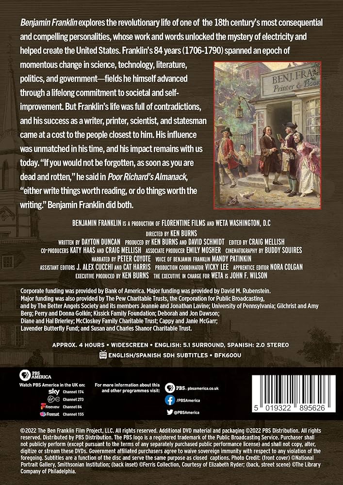 Benjamin Franklin - A film by Ken Burns [DVD]: Amazon.co.uk
