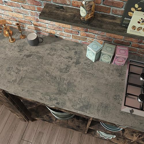 Miniatura 4 de VaryPaper Papel tapiz de hormigón agrietado de 32 x 118 pulgadas, para despegar y pegar, papel tapiz texturizado gris, papel de contacto de cemento,