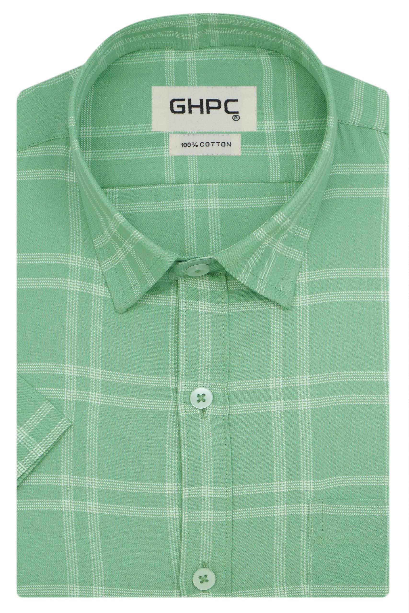 ghpc 100% Cotton Checkered Half Sleeves Regular Fit Formal Shirt for Men-picture-51