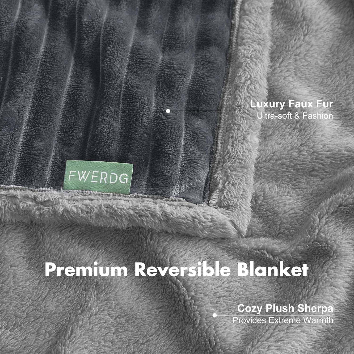 Waterproof Twin Blanket for Bed - Washable Large Dog Blankets for Bed Protector, Thick Cozy Fleece Calming Pet Blankets for Indoors & Outdoors, Dark Grey, 60"x80"