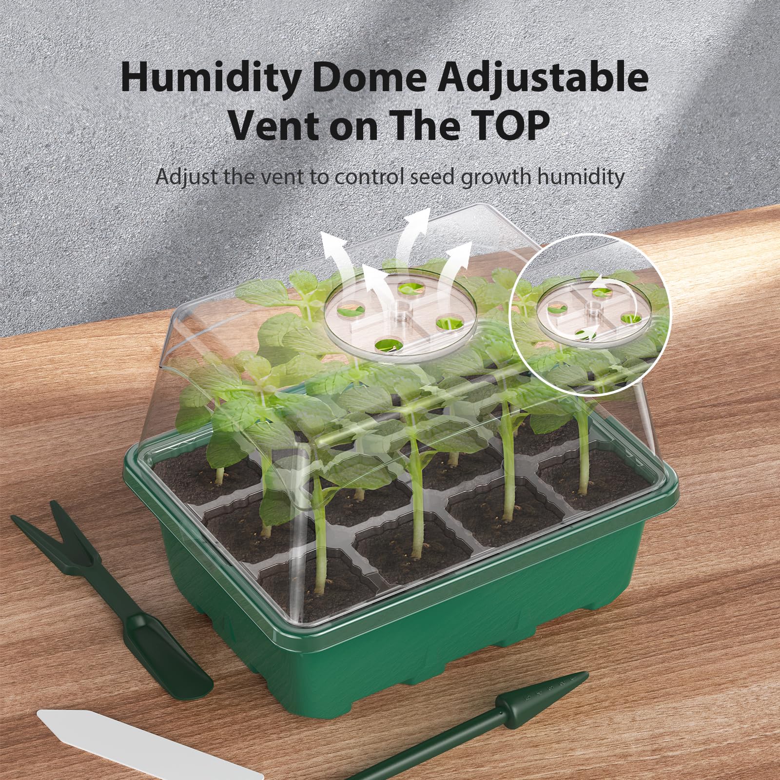 Plateau de démarrage de semences, 10 pièces, plateaux de démarrage de semis avec couvercles surélevés pour semis, plateaux de germination de plantes de jardinage d'intérieur (12 cellules par