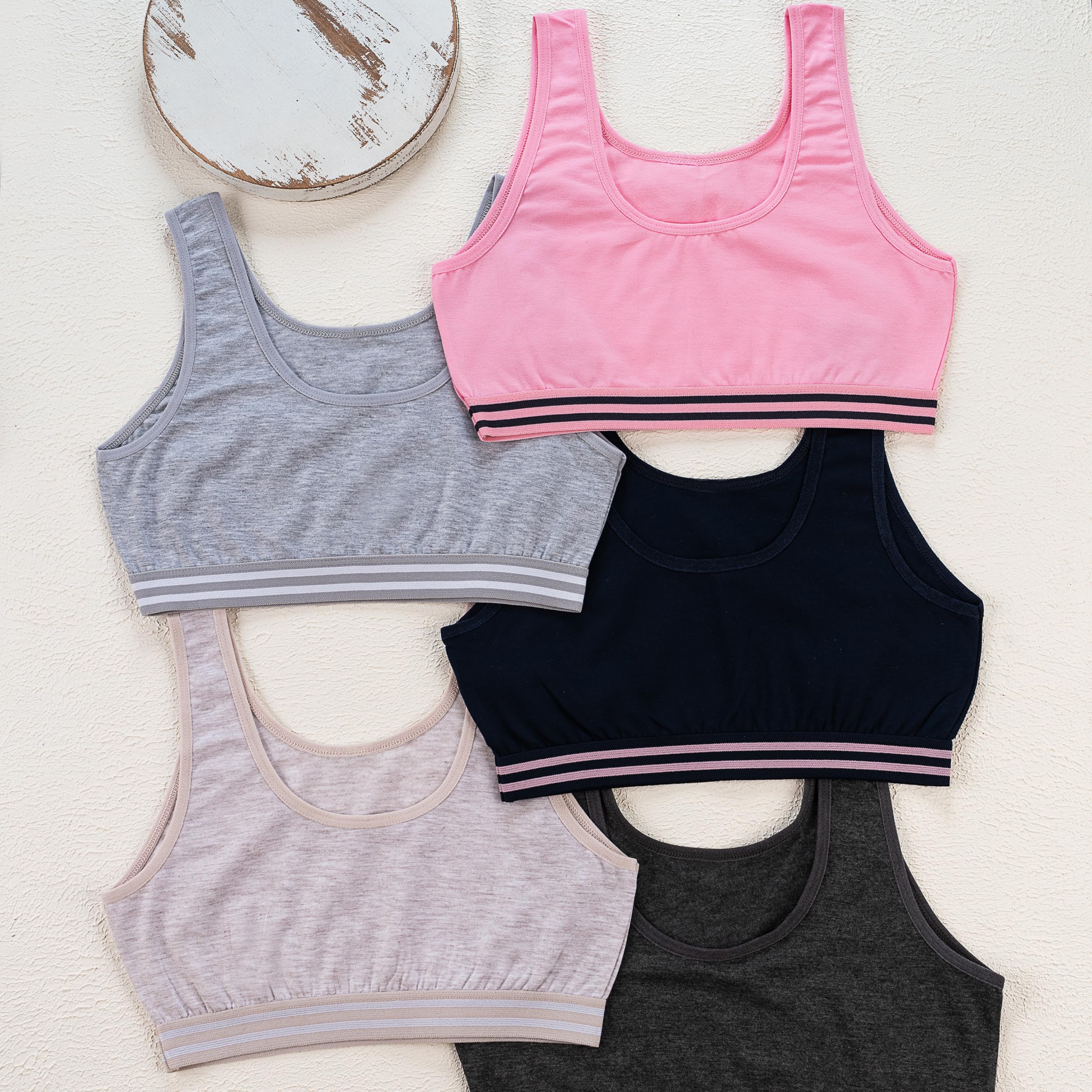 LOREZA ® 5 Brassières en Coton pour Fille sous-vêtements Soutien-Gorge de Sport Tailles 8 à 15 Ans